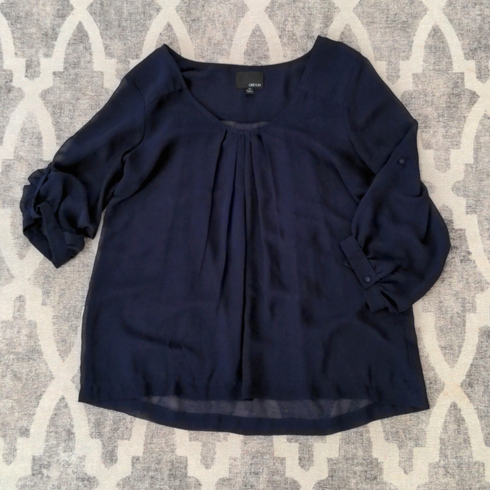 Greylin Sheer 3/4 Sleeve Blouse